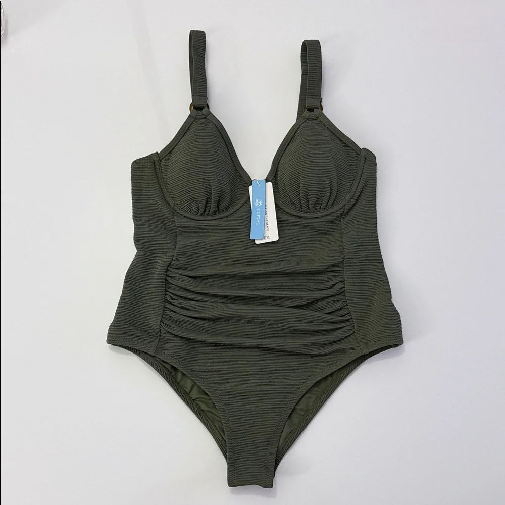 Cupshe Dark Green Textured Swimsuit Size 0X